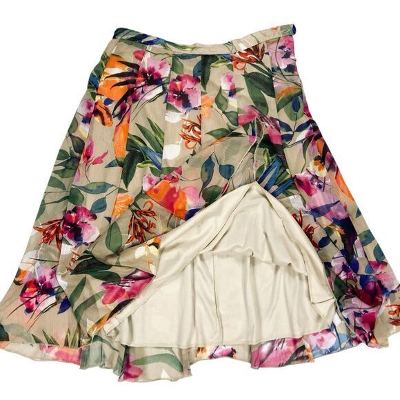 Elementz Midi Skirt Womens L Colorful Floral Flowy Bohemian Costal Core Beachy - Picture 7 of 12
